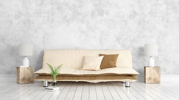 Modern parlak iç. 3D render