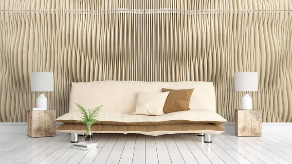 Modern parlak iç. 3D render