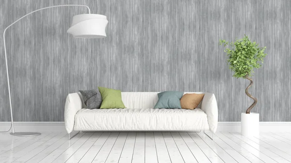 Modern parlak iç. 3D render