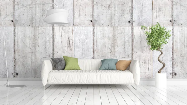 Modern parlak iç. 3D render