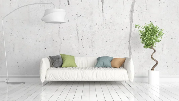 Modern parlak iç. 3D render