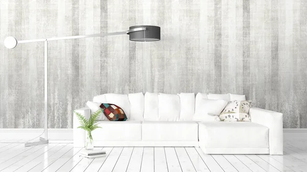 Modern parlak iç. 3D render