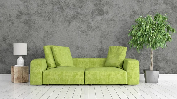 Modern parlak iç. 3D render