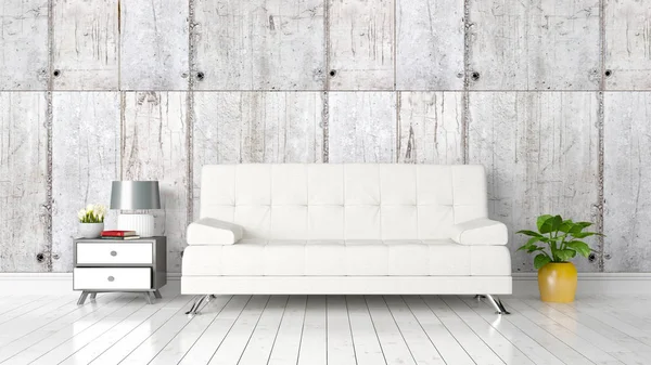 Modern parlak iç. 3D render