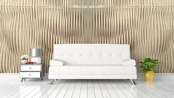 Modern parlak iç. 3D render