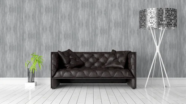 Modern parlak iç. 3D render