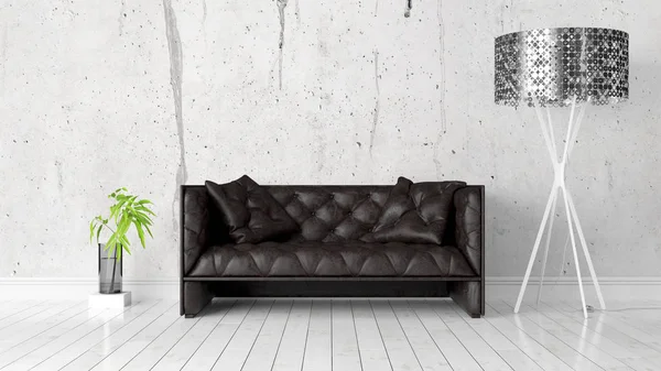 Modern parlak iç. 3D render