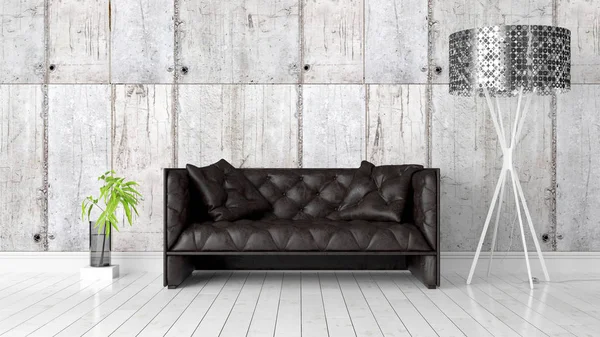 Modern parlak iç. 3D render