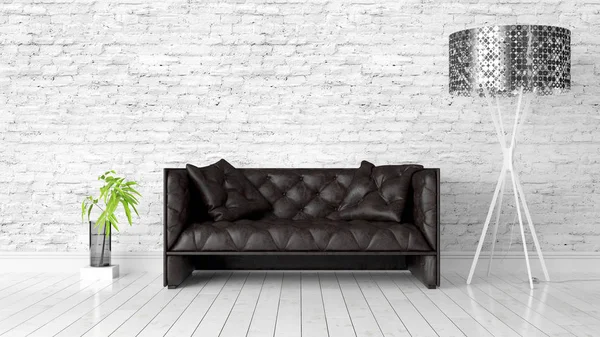 Modern parlak iç. 3D render