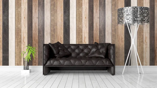 Modern parlak iç. 3D render