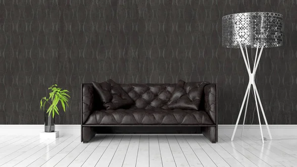 Modern parlak iç. 3D render