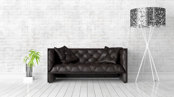 Modern parlak iç. 3D render