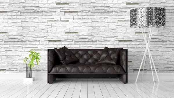 Modern parlak iç. 3D render