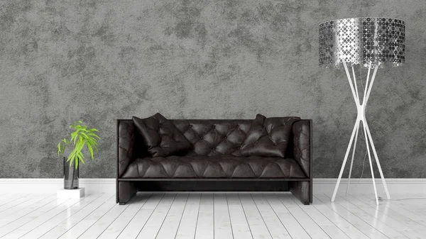 Modern parlak iç. 3D render