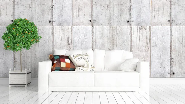 Modern parlak iç. 3D render