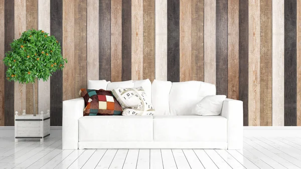 Modern parlak iç. 3D render