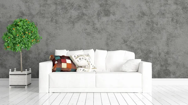 Modern parlak iç. 3D render