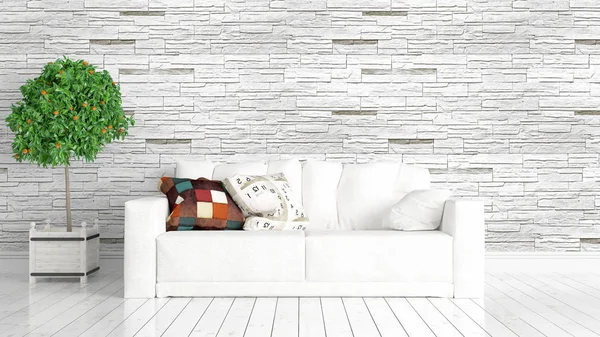 Modern parlak iç. 3D render