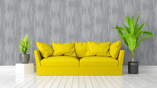 Modern parlak iç. 3D render