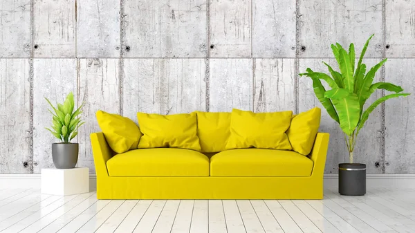 Modern parlak iç. 3D render