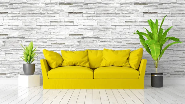 Modern parlak iç. 3D render