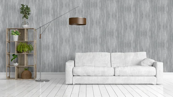 Modern parlak iç. 3D render