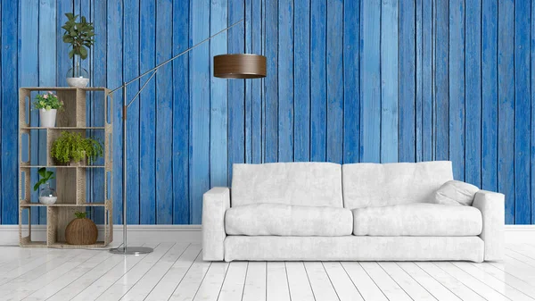 Modern parlak iç. 3D render