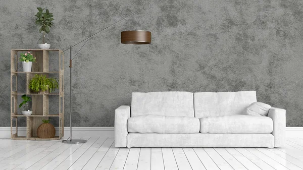 Modern parlak iç. 3D render