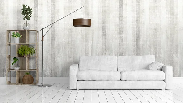 Modern parlak iç. 3D render