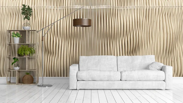 Modern parlak iç. 3D render