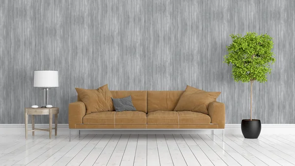 Modern parlak iç. 3D render