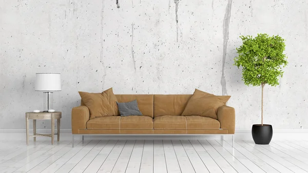 Modern parlak iç. 3D render