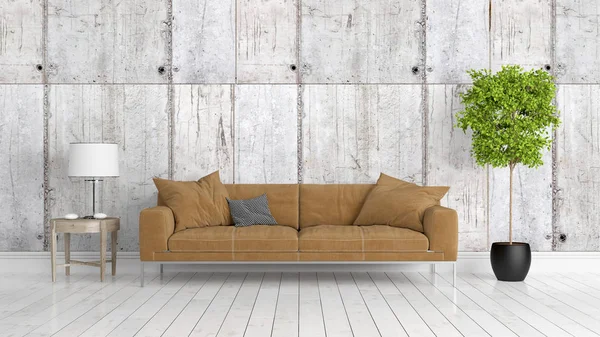 Modern parlak iç. 3D render