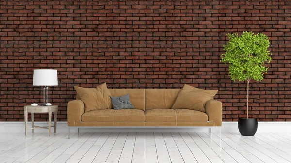 Modern parlak iç. 3D render