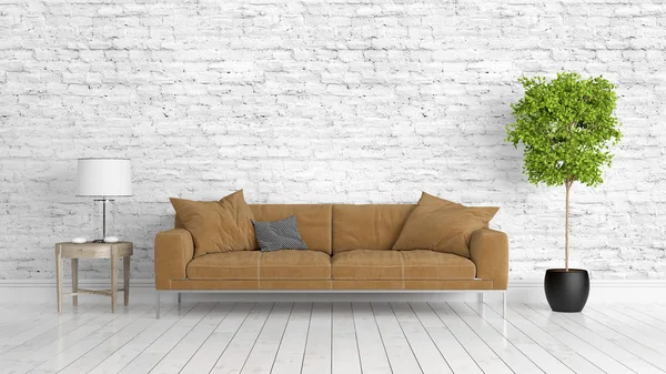 Modern parlak iç. 3D render