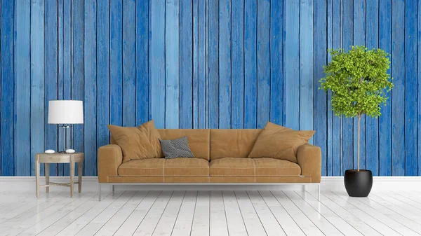 Modern parlak iç. 3D render