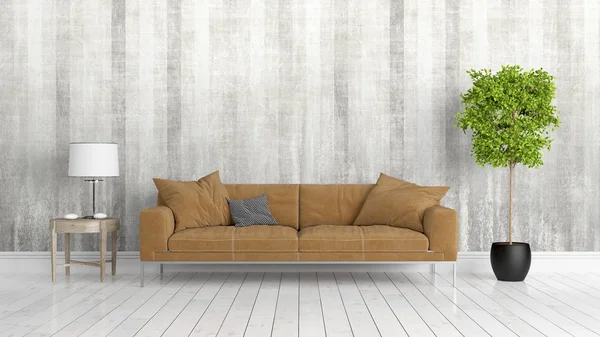 Modern parlak iç. 3D render