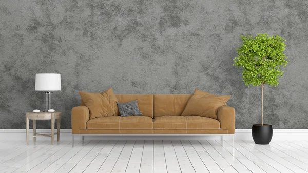 Modern parlak iç. 3D render