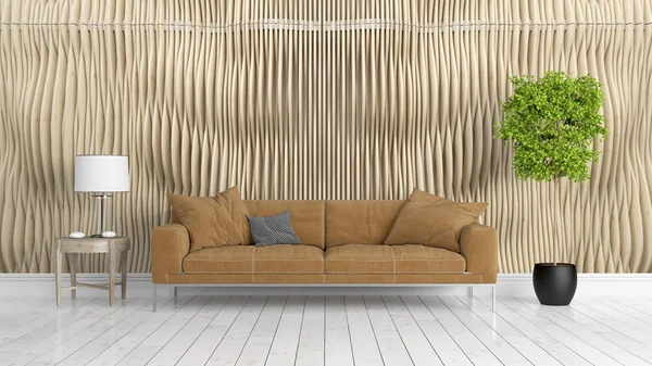 Modern parlak iç. 3D render