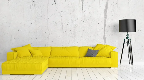 Modern parlak iç. 3D render