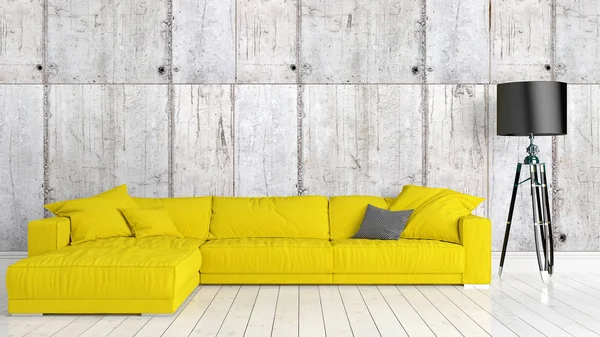 Modern parlak iç. 3D render