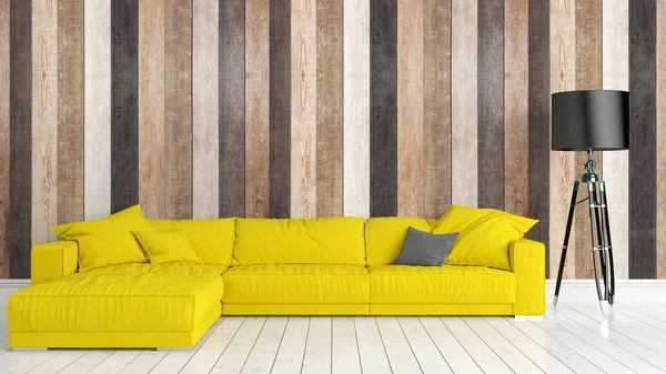 Modern parlak iç. 3D render