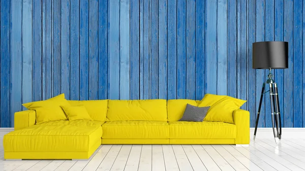 Modern parlak iç. 3D render