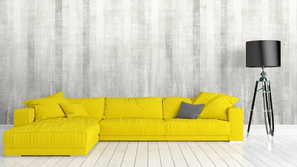 Modern parlak iç. 3D render