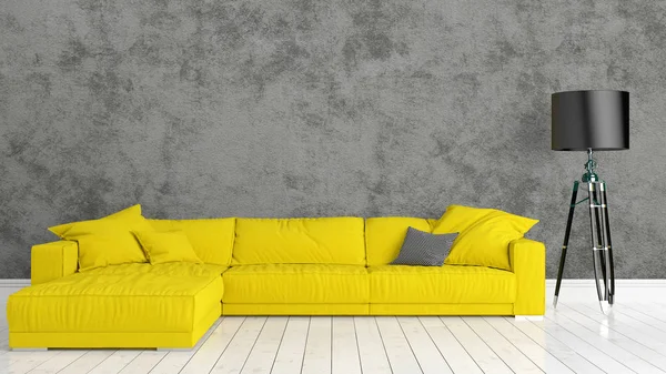 Modern parlak iç. 3D render