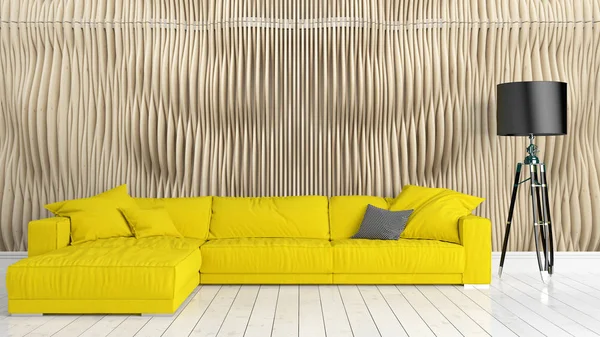 Modern parlak iç. 3D render