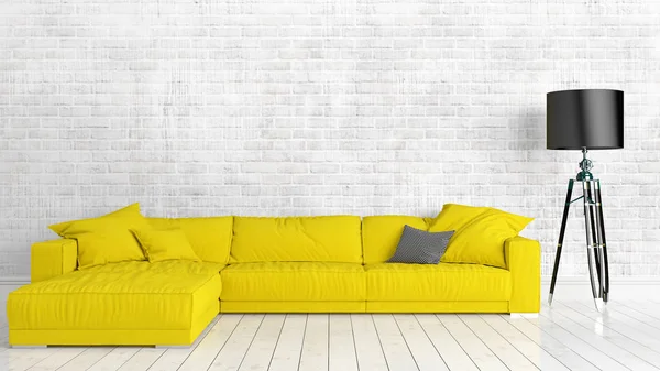 Modern parlak iç. 3D render