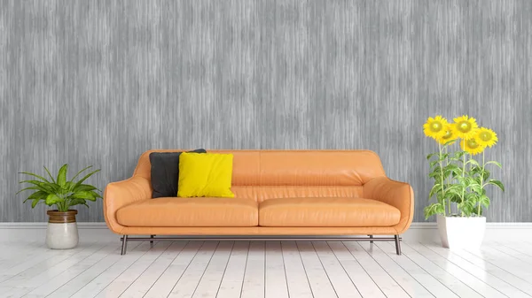 Modern parlak iç. 3D render