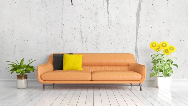 Modern parlak iç. 3D render