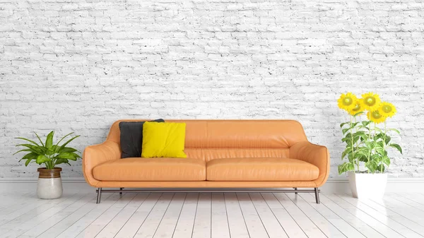 Modern parlak iç. 3D render